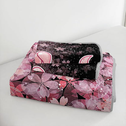 QOOMO Axolotl Quilt Set King Size,Sakura Salamander Bedspread Coverlet Set,Cherry Blossom 3Pcs Bedding Set Printed Quilt with 2 Pillowcases,Soft and Lightweight,for All Seasons