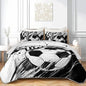 AILONEN Kids Soccer Quilt Set Twin Size,Graffiti Football Black White Bedspread Coverlet for Boys Girls,Sports Soccer Ball Game Quilt & 2 Pillowcases,3-Piece