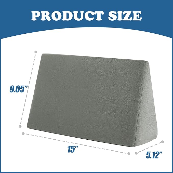 Small Wedge Pillow, Wedge Pillow for Bed Sores, Positioning Pillow, Positioning Wedge, Mini Pillow for Laptop and Yoga, Small Foam Wedge for Chair (1 Unit, Grey)