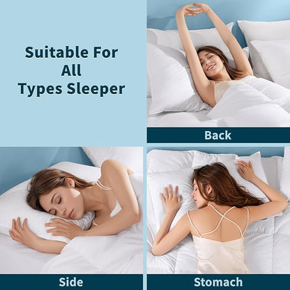 Shilucheng Canadian Goose Down Pillows Queen Size Set of 2, 900+ Fill Power Side Sleeper Pillow for Sleeping Neck Pain Relief,100% Cotton Shell 600 Thread Count Hotel Quality Pillows（White,20" x 30"）
