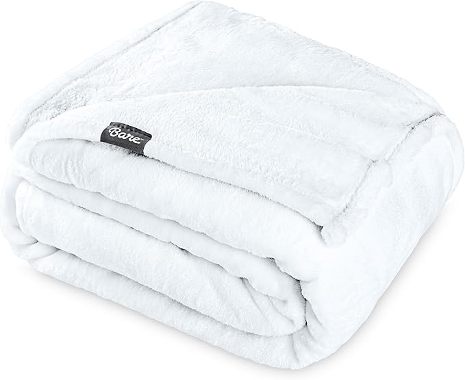 Bare Home Fleece Blanket - Throw Extra Long - Ultra-Soft Lightweight for Bed, Sofa, and Couch - Luxury Microplush - Cozy Warm Blanket (Throw XL, White)