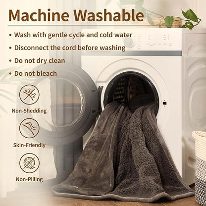 Bearhug Electric Throw Blanket 50" x 60", Reversible Velvet & Sherpa Heated Throw, 6 Heating Levels & 4H Auto Off, Over-Heat Protect, ETL Certification, Machine Washable