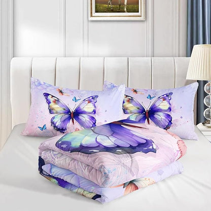 Mandala Butterfly Comforter Set Full Size for Girls Kids Adults Mermaid Scales Pattern Bedding Set Aesthetics Butterflies Quilt Bed Set with 1 Comforter and 2 Pillowcases