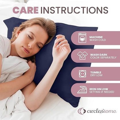 CirclesHome Pillow Protectors 4 Pack Queen Zippered - 100% Cotton Breathable Pillowcases - Protects Pillows from Dirt, Dust and Debris (Queen- Set of 4 - 20x30)