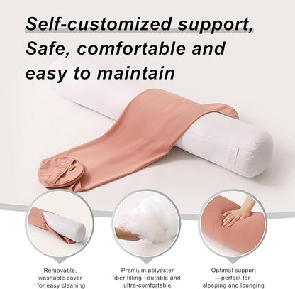 Body Pillow for Adults – Long Bolster Pillow for Bed, Round Cuddle Pillow, Full Support for Side Sleepers,47.24 x 7.87 Inches,Blush Pink