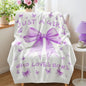 Bow Throw Blanket 60x50Inch Preppy Blanket Purple Bow Aesthetic Throw Blanket Coquette Flannel Soft Bow Plush Preppy Room Decor for Girls Women Birthday