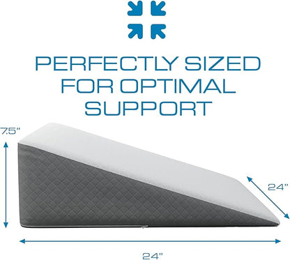 Kolbs Bed Wedge Pillow for Sleep Apnea, Acid Reflux, and Back Pain Relief, with Chic Jacquard Cover - Headboard Gerd Pillow Wedges for Sleeping (Standard Width 7.5" Height)