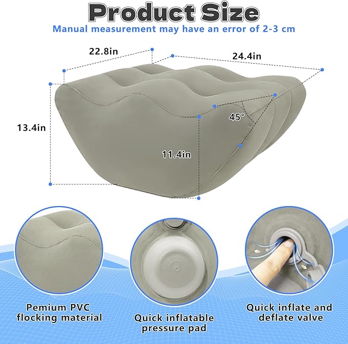 Inflatable Leg Elevation Pillow After Surgery, Wedge Leg Elevating Pillows for Injury Recovery, Blood Circulation, Swelling, Legs Support Cushion Knee Hip Ankles Pain