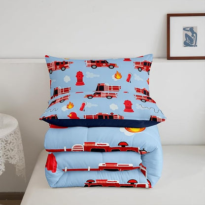 Erosebridal Red Fire Truck Toddler Bedding Set Firefighter Fire Truck Comforter for Boys Girls Kids Fighting Supplies Fireman Car Vehicle Bedding Comforters & Sets Ambulance Blue Red Quilt King