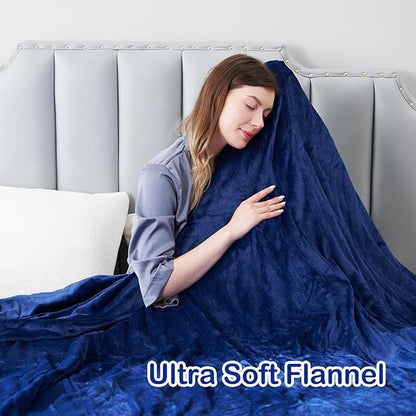 Electric Heated Blanket Throw Size 50" x 60", Super Cozy Soft Warmth with 6 Heat Levels & 3 Hours Auto Off, Home Office Use, Navy Blue