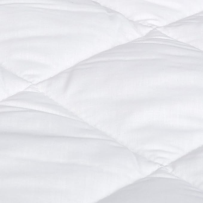 Amazon Basics Hypoallergenic Quilted Breathable Mattress Topper Pad, 18 Inches Deep, King Size, White
