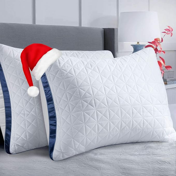 King Size Pillows Set of 2 - Cooling Hotel Luxury Bed Pillows for Sleeping 2 Pack, Supportive Breathable Down Alternative Gusseted Pillow for Side Stomach or Back Sleepers