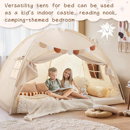 Sherilyn Full Size Bed Canopy Toddler Bed Tents for Kids Dream Tent on Bunk Bed Privacy Space Blackout Sleeping Playhouse Tents Indoor Portable Drafty House for Boys Girl Birthday Gift