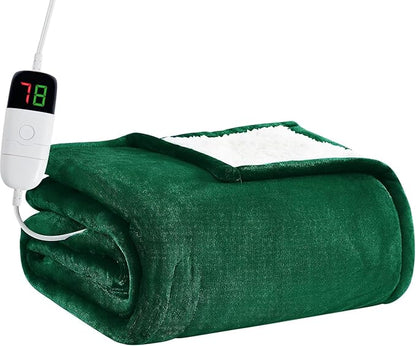 BOMOVA Heated Electric Blanket Twin - 62" x 84" Heating Blanket with 10 Heating Levels & 8 Hours Auto Off, Warm Flannel Blanket, Christmas Birthday Gifts for Women