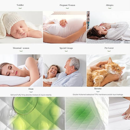 UNILIBRA California King Mattress Pad Waterproof Rayon Made from Bamboo, Fitted Deep Pocket Mattress Cover fits 6''-25'', Breathable Quilted Mattress Protector, White