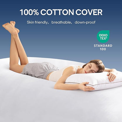 puredown® Goose Feathers and Down Pillows, Premium Medium to Firm Bed Pillows for Sleeping, Luxury Pillows with 100% Cotton Cover, 2 Pack, King Size, 20x36 Inches