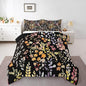 Erosebridal Boho Yellow Flower Comforter Set Full Size for Girls Women,Cute Colorful Flowers Bedding Set Rustic Decor for Bedroom,Watercolor Floral Quilt Bed Set Wildflower Bed Comforter Set 3Pcs