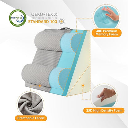 4PCS Wedge Pillow Set for After Surgery, Adjustable 9&12 Inch Bed Wedge Pillow for Sleeping, Incline Pillow Wedge for Headboard, Post Surgery, Acid Reflux, Neck&Back Support, Grey