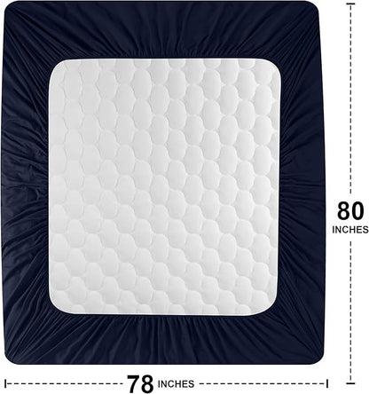 Utopia Bedding Waterproof Mattress Protector, King Mattress Pad, Noiseless Quilted Fitted Cover with Deep Pocket Stretches up to 16 Inches (Navy)