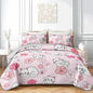 QOOMO Floral Cat Quilt Set Twin Size,Sakura Cats Bedspread Coverlet Set,Cute Cats 3Pcs Bedding Set Printed Quilt with 2 Pillowcases,Soft and Lightweight,for All Seasons