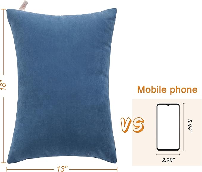 BEDSUM 2 Pack Pillows, 13"x18" Microfiber Pillow for Travel, Pet, Soft and Machine Washable Small Pillows for Neck, Wrist, and Knee Comfort, Denim Blue