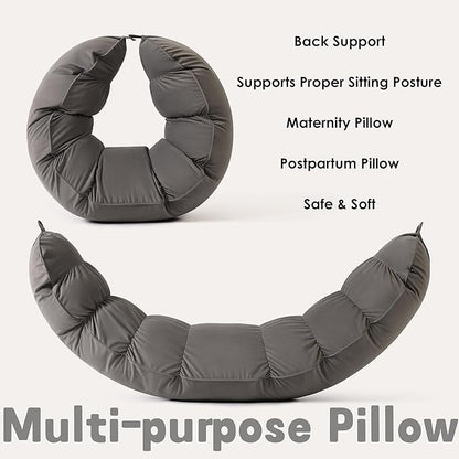 Peallow(Pat. Pend) – Long Round Body Pillow for Adults, Bolster Pillow for Sleeping, Soft and Supportive Pillow for Sleeping & Lumbar Support (Urban Grey, 59")
