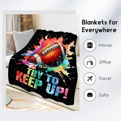 Football Blanket, Football Gifts for Boys Men Adults, Lightweight Flannel Throw Blankets for Team Player, Sport Theme Throws Boys Room Decor for Couch Sofa (Colorful, 30x40 Inch)