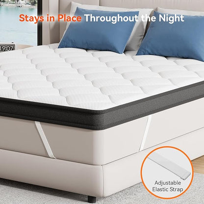 ELEMUSE 3 Inch Twin Memory Foam Mattress Topper, High Density Gel Foam Bed Toppers with Cooling Pillowtop for Back Pain Relief, Medium Firm Mattress Pad for Comfort Body Support