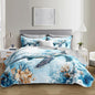 Coastal Bedding Quilt Sets Twin Size,Summer Blue Sea Turtles Jellyfish Nautical Bedding Quilt with 2 Pillowcases,Beach Themed Soft Lightweight Quilted Set.