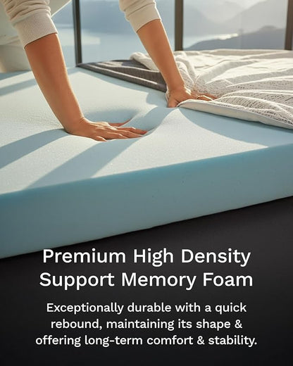 ViscoSoft 4 Inch Memory Foam Mattress Topper Short Queen - Select High Density Ventilated RV Mattress Pad - Removable Bamboo-Rayon Cover