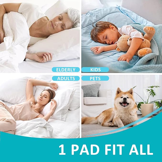 KANECH Washable Waterproof Incontinence Bed Pads - 44"x52" - Heavy Absorbency Reusable Underpads for Adults, Elderly and Kids - Slip Resistant Mattress Protector
