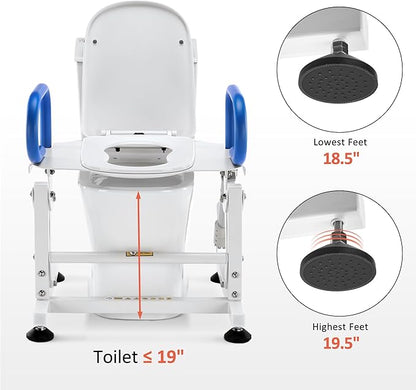 MCombo Electric Toilet Seat Lift with Padded Arms for Elderly and Disabled, Power Toilet Incline Lift in Bathroom, Support to 320lbs, SEC212W