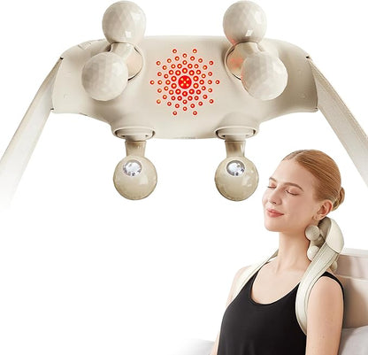 SKG Neck Massager for Pain Relief Deep Tissue Shiatsu Neck and Shoulder Cordless Neck Massager with Heat Christmas Gifts for Men and Women Dad Mom Grandpa H7 Ultra Beige