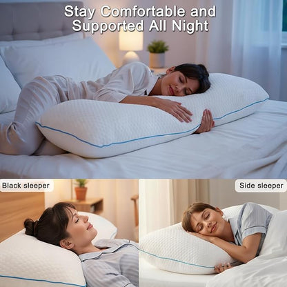 VVZ Body Pillow for Adults,Shredded Memory Foam Pillows for Side Sleeping, Pregnant Women, Luxury Cool Adjustable Firm Long Pillow for Bed, Big Large Full Body Pillow for Sleeping,20x54 Inch, White