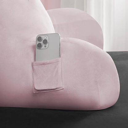 Juicy Couture Velour Backrest Pillow with Rhinestone Juicy Logo - 30"x17", Light Pink Supportive Bed Rest Pillow for Reading, Gaming, or Relaxing