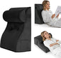 Daneey Reading Pillows for Sitting in Bed Adult Back Pillow for Sitting Up, Back Support Pillow for Bed, Foam Wedge Pillow for Neck, Lumbar, Back, Black, 20 * 9 * 22IN, Velvet