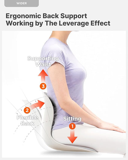 Curble Wider(Standard Wide) – Ergonomic Back Support Chair, Lumbar Support for Posture Correction & Back Pain Relief, Ideal for Office, Floor Seat & Work from Home, Patented (Grey)