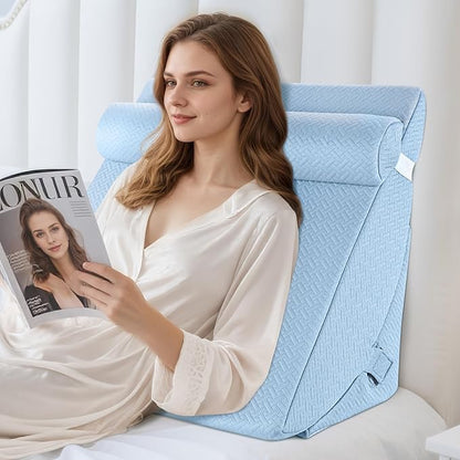 Bed Wedge Pillow for Sleeping, Adjustable Wedge Pillow Set for After Surgery, Elevated Triangle Pillow for Acid Reflux and Back Pain Relief, Post Surgery, Sleep Apnea, Back Suppor