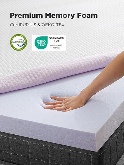 PERLECARE 3 Inch Mattress Topper Twin XL - Gel Memory Foam for Pressure Relief, Premium Soft Cooling Sleep, Non-Slip Design with Removable & Washable Cover, CertiPUR-US Certified
