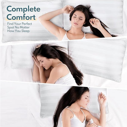Queen Size Bed Pillows Set of 2 - Premium Down Alternative Breathable Pillows for Side, Back, and Stomach Sleepers Fluffy Hotel Quality Soft Microfiber Fill Cooling Skin-Friendly