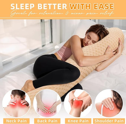 Cervical Neck Roll Pillow for Sleeping, Plush Cute Round Neck Cylinder Pillows for Sleeping Support, Removable Washable Cover 24IN,Yellow