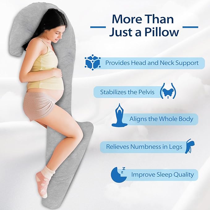 HOMCA Body Pillows for Adults with Shredded Memory Foam, 65 inches Long Side Sleeper Pillow Full Body Pregnancy Pillows for Sleeping with Washable Pillowcase for Back, Hip, Knee, and Leg Relief