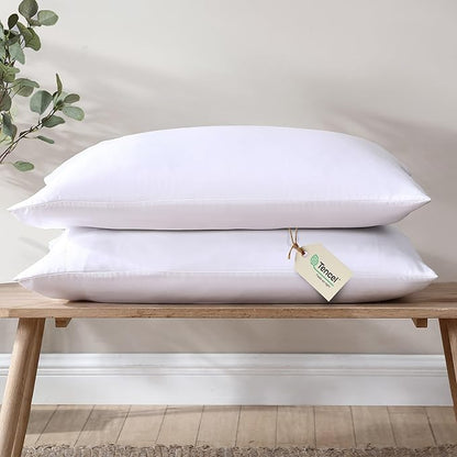 100% Eucalyptus Tencel Lyocell Cooling Pillowcases (2pc), Silky Soft & Smooth Pillow Cases, Sustainably Made, Sensitive Skin & Acne Pillowcase, Hypoallergenic - King, White