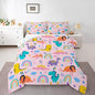 Feelyou Girls Pink Dinosaur Toddler Bedding Set Queen Size Purple Green Dinosaurs Comforter Set Cute Cartoon Dino Rainbow Down Comforter Quilt Kids Room Decor Reversible Stars Bed Set for All Seasons