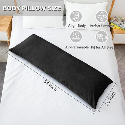 Body Pillow, Memory Foam Body Pillows for Adults Sleeping, Long Pillow for Bed, Big Large Firm Full Body Pillow for Side Sleeper, 20x54 Inch, Black