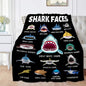 Shark Blanket Gifts for Kids Adult Shark Lovers Shark Faces Blanket Super Soft Warm Fleece Flannel for Travel Beach Sofa Shark Room Decor Christmas Birthday Easter 60"X50"-M