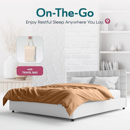 Sleepgram Supima Machine Washable 400 Thread Count Cotton Silver Ion Infused Luxury Zippered Duvet Cover with Travel Bag, Queen, Sand
