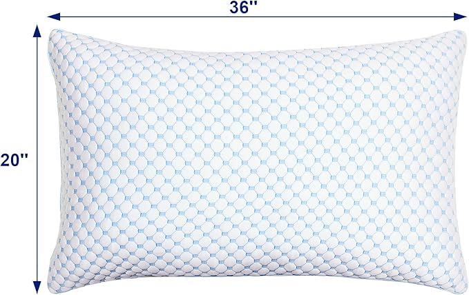 XWZO Cooling Pillow 2 Pack King Size Pillows Set of 2, Shredded Memory Foam Pillows Adjustable Gel Bed Pillows for Side Back Stomach Sleepers with Washable Removable Cover