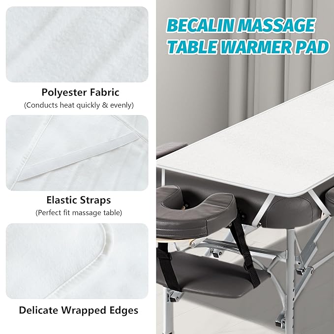 Massage Table Warmer Heating Pad Professional SPA Massage Bed Warmer with 9 Hour Timer, 9 Heat Settings, Overheat Protection for Massage Bed & Spa, 30" x 71", with Portable Storage Bag