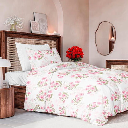 Duvet Cover Twin/Twin XL Size Set - Extra Soft Floral Duvet Cover 68 x 90 with 1 Pillow Sham - Comfy, Cozy, Breathable Floral Bedding Set - Hotel Luxury & Fade Free with Zipper Closures & Ties - Bloom